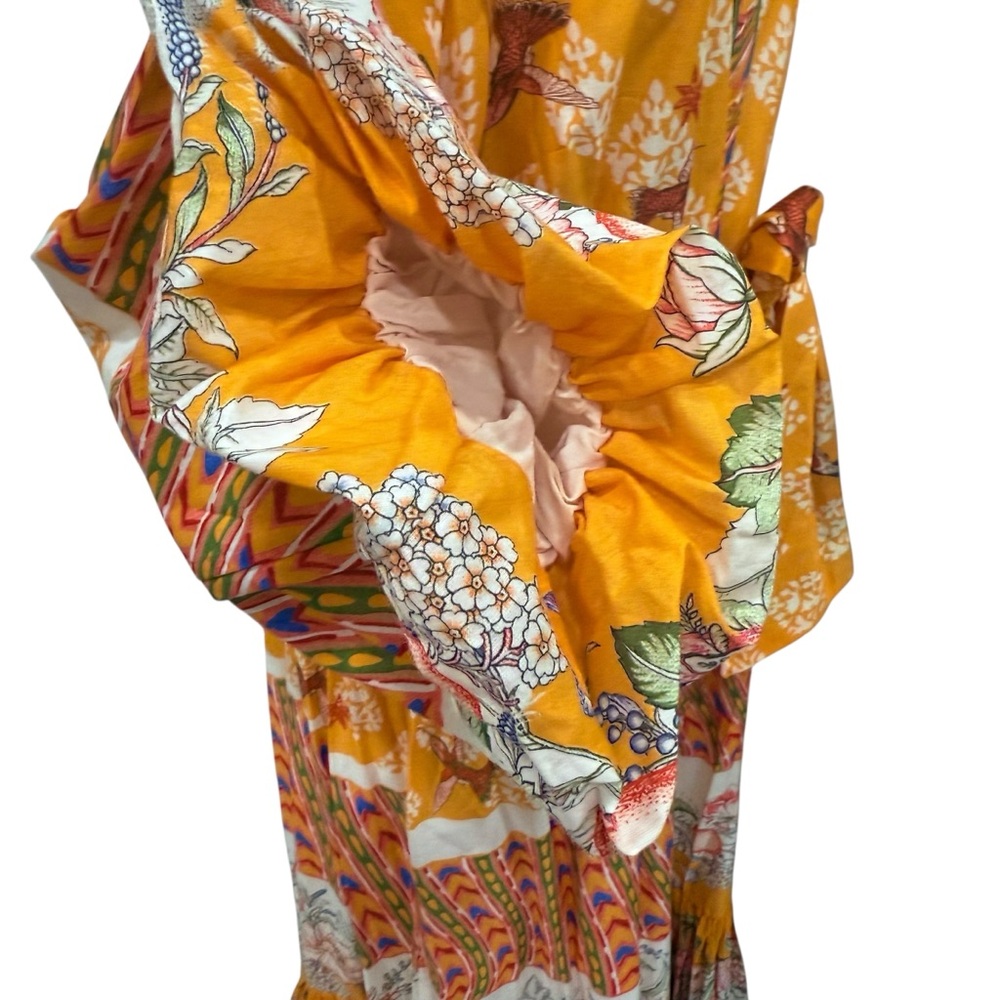 Bohemian Yellow Floral Print Maxi Dress with Tie Waist - Picture 11 of 14
